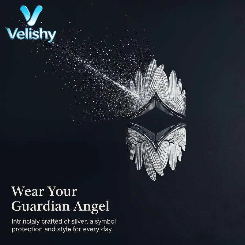 Retro Angel Wing Open Ring Silver Color Punk Gothic Adjustable Finger Ring Women Fashion Jewelry Gift