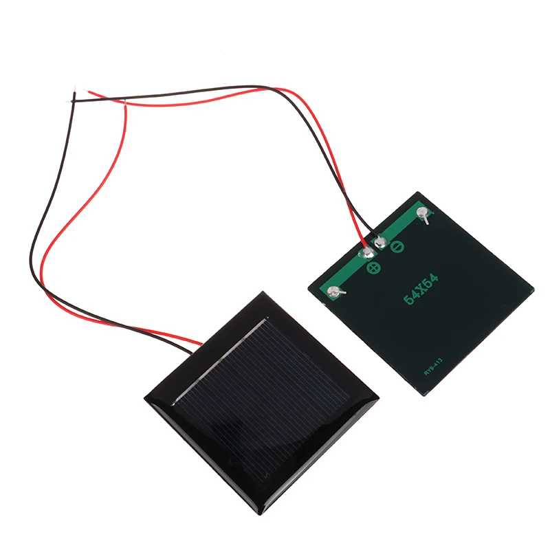 5Pcs Micro Solar Board Photovoltaic 2V 120MA Solar Cells with Wires Solars Epoxy Plate DIY Projects Toys 54mm x 54mm