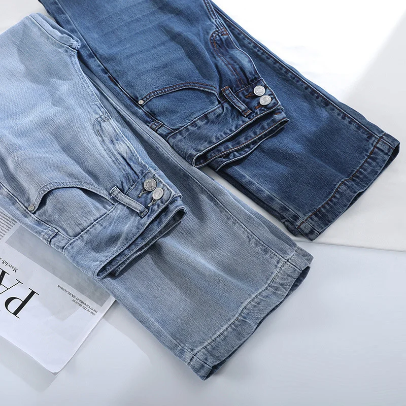 

2023 Summer Women Lyocell Jeans Loose Thin Cooled Straight Trousers High-waist Loose Casual Denim Wide-leg Pants 3 Kinds Lengths