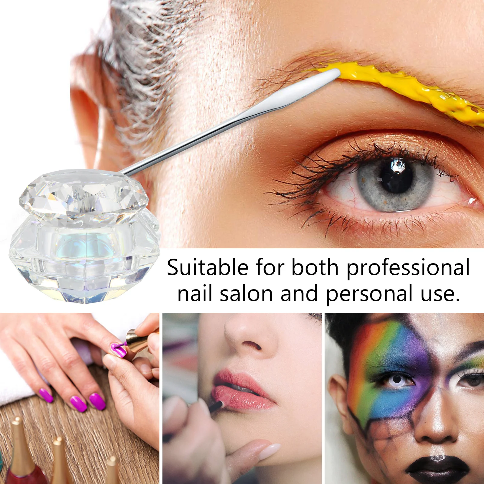 

Crystal Glass Jar Diamond Lid Leak-Proof Design Convenient Storage for Nail Polish Lipstick Cream Cosmetics Glass Container