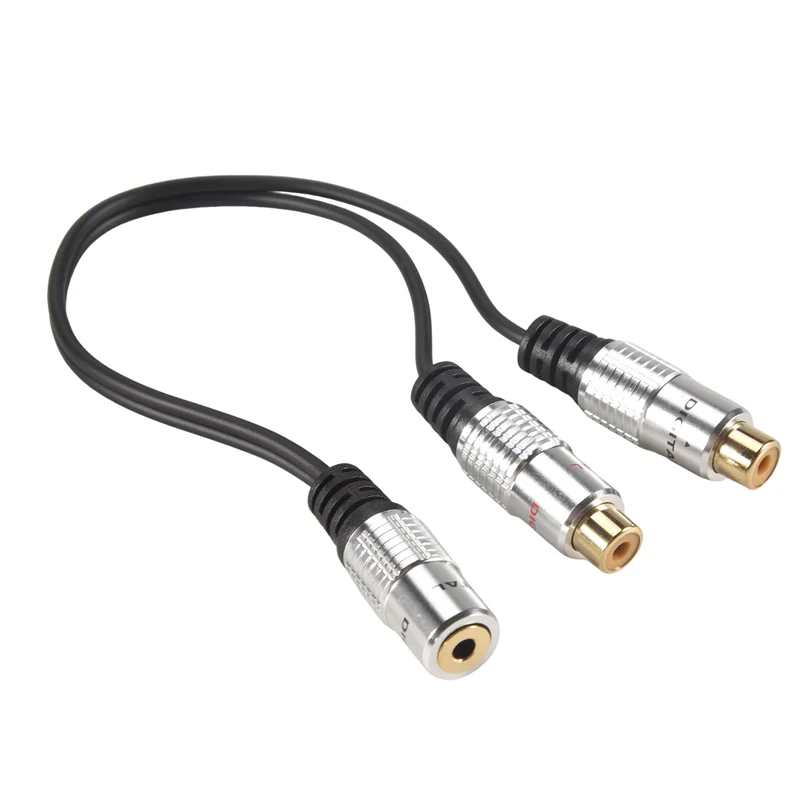 3.5Mm (1/8 Inch) Stereo Jack Female To 2 Dual RCA Female Jack Stereo Audio Splitter Y Adapter Cable For Connector AV Audio/Video