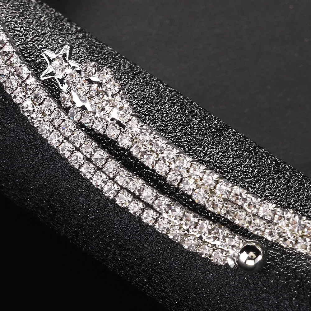 Simple Crystal Star Torques Choker Collar Wedding Clavicle Decoration 2024 Fashion Shiny Rhinestone Open Necklace Bridal Jewelry