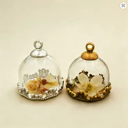 5 Juegos de 15mm Globo de cristal cúpula corona Base cuentas tapa conjunto de globo de cristal colgante de frasco de vidrio accesorios de joyería hallazgos DIY