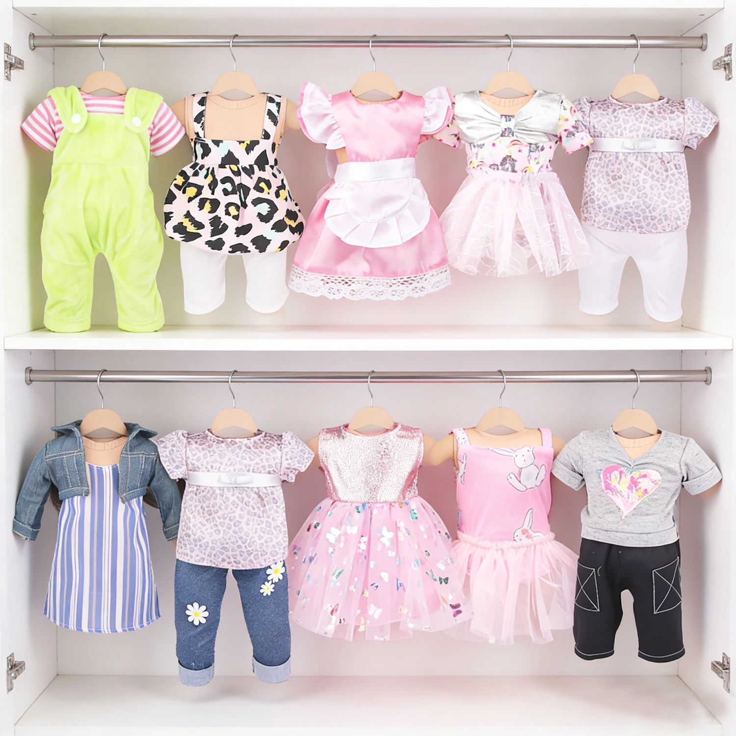 

Doll Clothes Squirrel, Rabbit, Cartoon Pattern Outfit Suit Colorful Dress For 18 inch American&43cm Baby New Born,OG Girl Doll