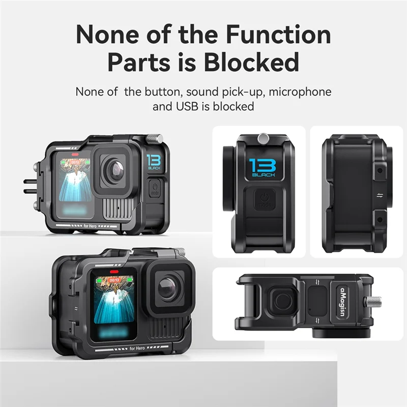 ABKI-AMAGISN защитный чехол для холодного башмака с металлической клеткой и силиконовой крышкой объектива для Gopro Hero 13/12/11/10/9