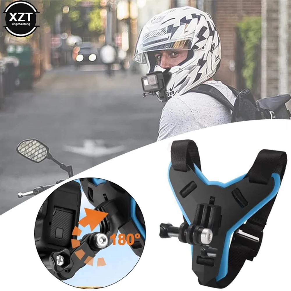 Motorcycle Helmet Chin Stand Mount Holder for Go Pro Hero 5/6/7/8 Gopro Riding Gear Sports Camera Accessories Cycling Off-Road