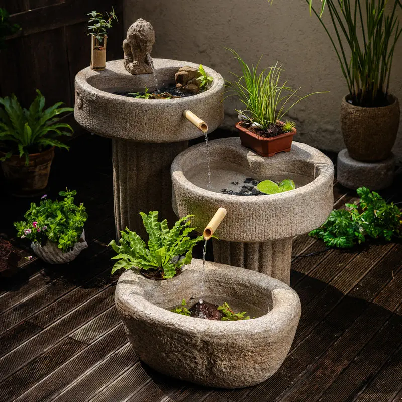 Retro large water basin flowing water ornament outdoor landscape ornament ornament