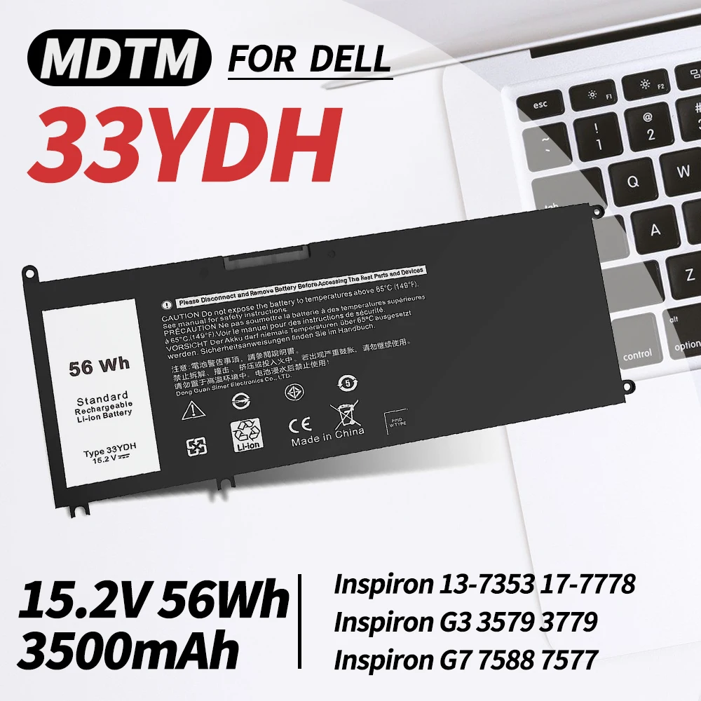 

Аккумулятор 33YDH для ноутбука Dell Inspiron 17 7000 7778 7786 15 7577 G3 3579 3779 G5 5587 G7 7588 Latitude 13 3380 14 3490 15 3590