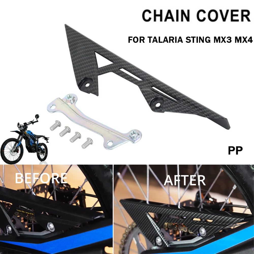 

For TALARIA X3 MX3 MX4 Chain Guard Cover Protector Electric Off Road Motorcycle Accessories Carbon Fiber Texture Black