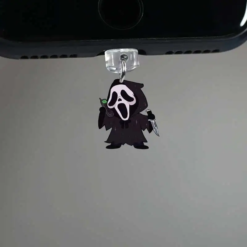 Colgante acrílico con cara de fantasma para teléfono, tapón antipolvo para iPhone, xiaomi, Samsung, accesorios para teléfono con cara de fantasma