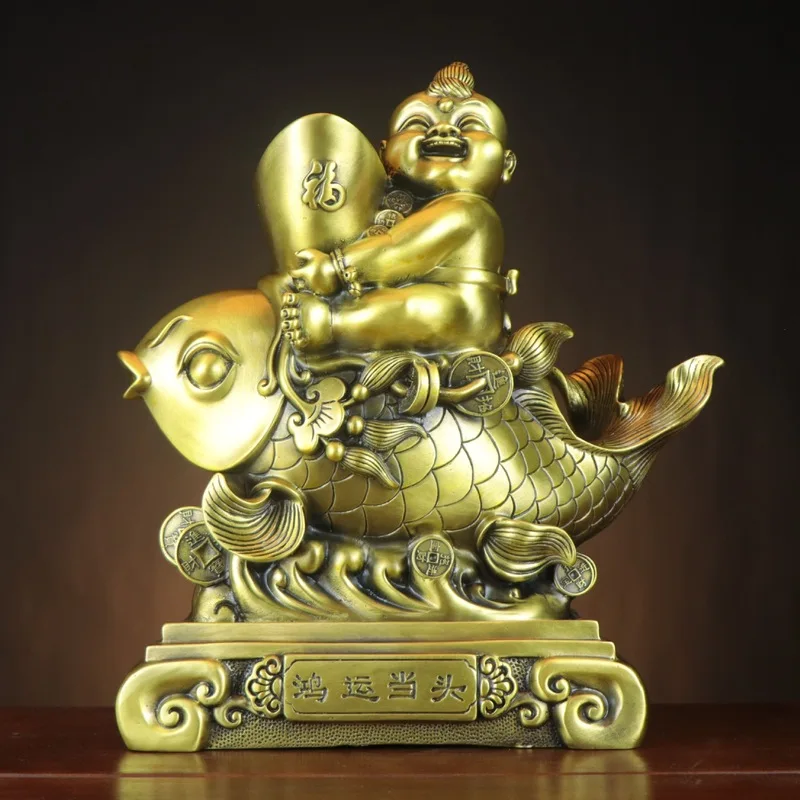 Brass ornaments, symbolizing good fortune and prosperity, featuring a golden dragon fish representing abundance in every ye