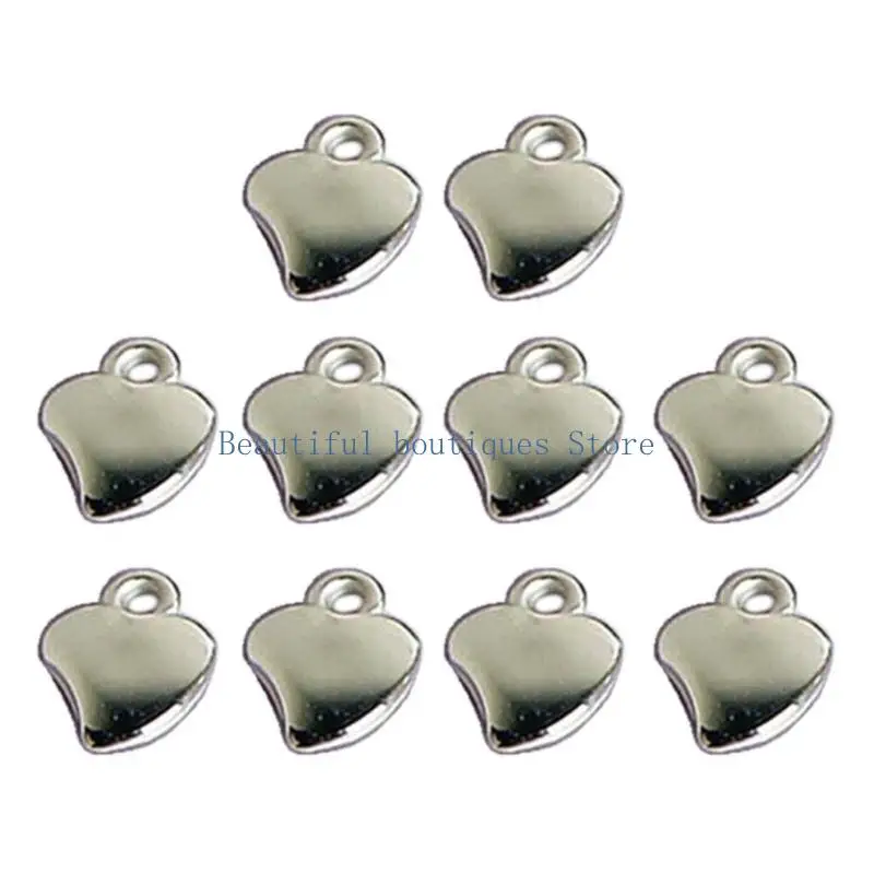 U4LF 10Pcs Love Heart Pendants DIY Necklace Bracelet Earrings Setting Pendant for Jewelry Making Findings Vanlentines Gift