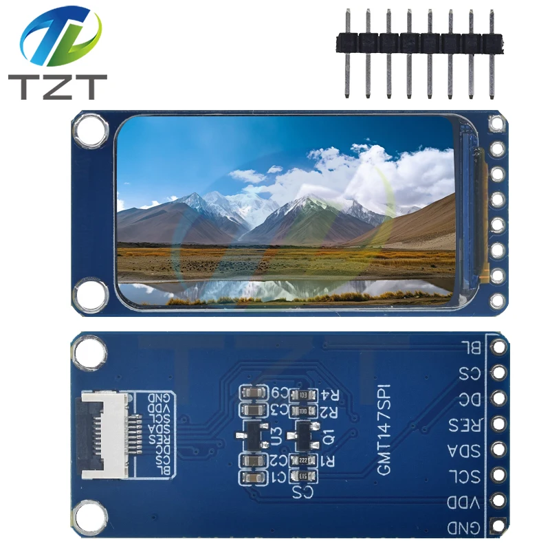 TZT 1.47" 1.47 Inch 172x320 SPI Full Color TFT HD IPS Screen LCD LED Display Module 172*320 ST7789 Controller 3.3V SPI Interface