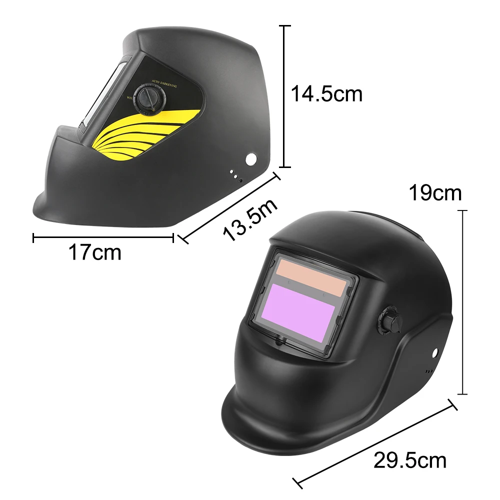 หน้ากากเชื่อมมุมมองกว้างสำหรับงานเจียรนัยเชื่อมโลหะด้วยพลังงานแสงอาทิตย์ปรับสีให้มืดลงอัตโนมัติหน้ากากช่างเชื่อม