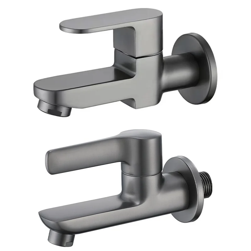 Wall Mounted Solid Brass Outdoor Faucet Single Cold Water Tap Gray/Black for Garden Balcony Washbasin Mop Pool - Creative Home