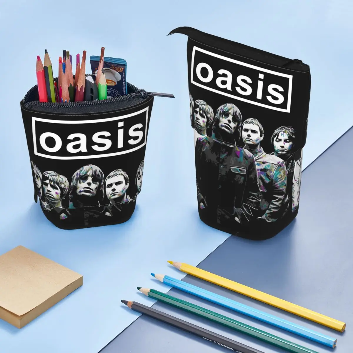 مخصص الكورية الرجعية O-Oasises مقلمة للبنين بنات البريطانية روك المشارك سعة كبيرة القلم حقيبة صندوق القرطاسية #6
