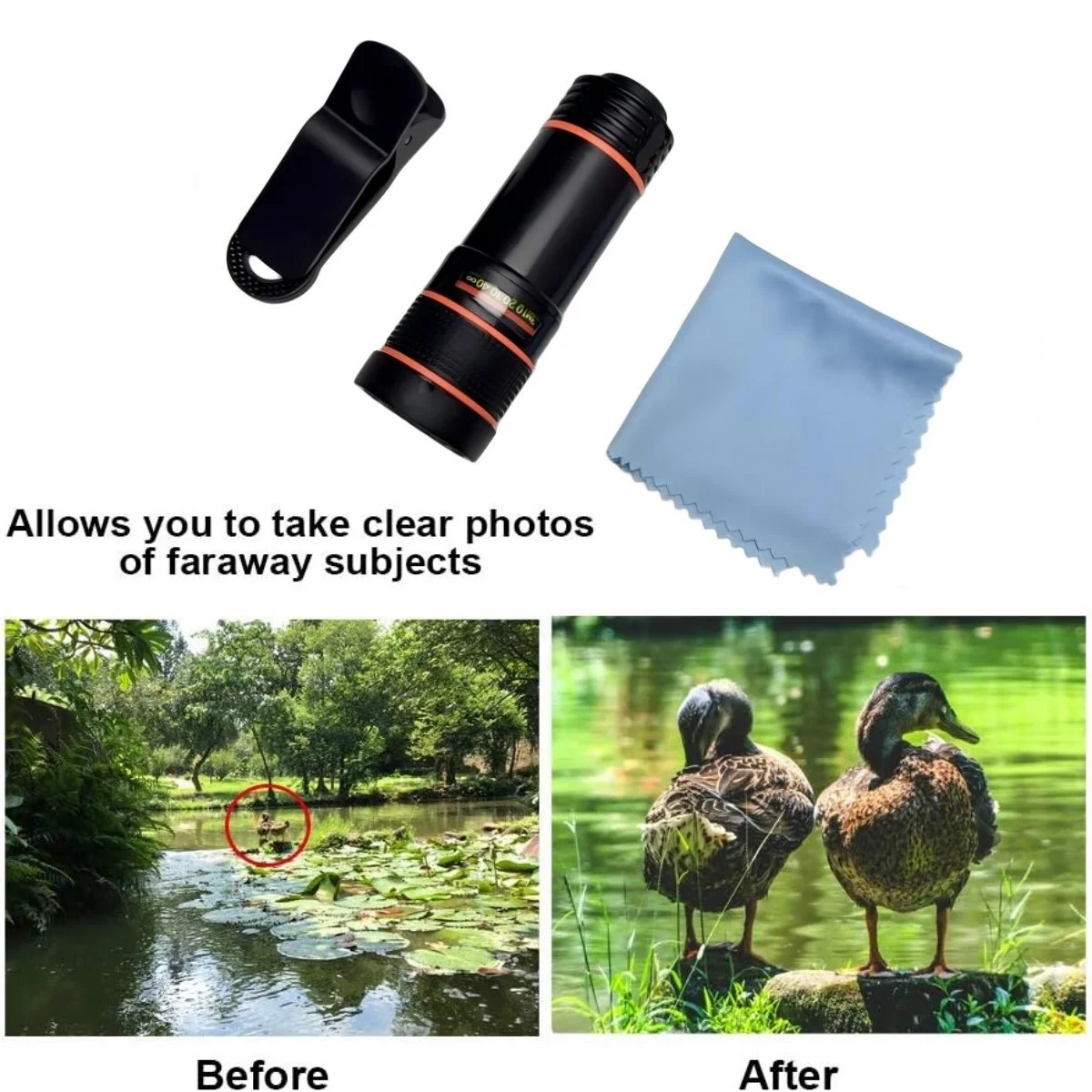 

Телеобъектив для камеры сотового телефона, 1 шт., телескопический объектив 12X, универсальный зажим на телескопической фокусировке, объектив для камеры сотового телефона