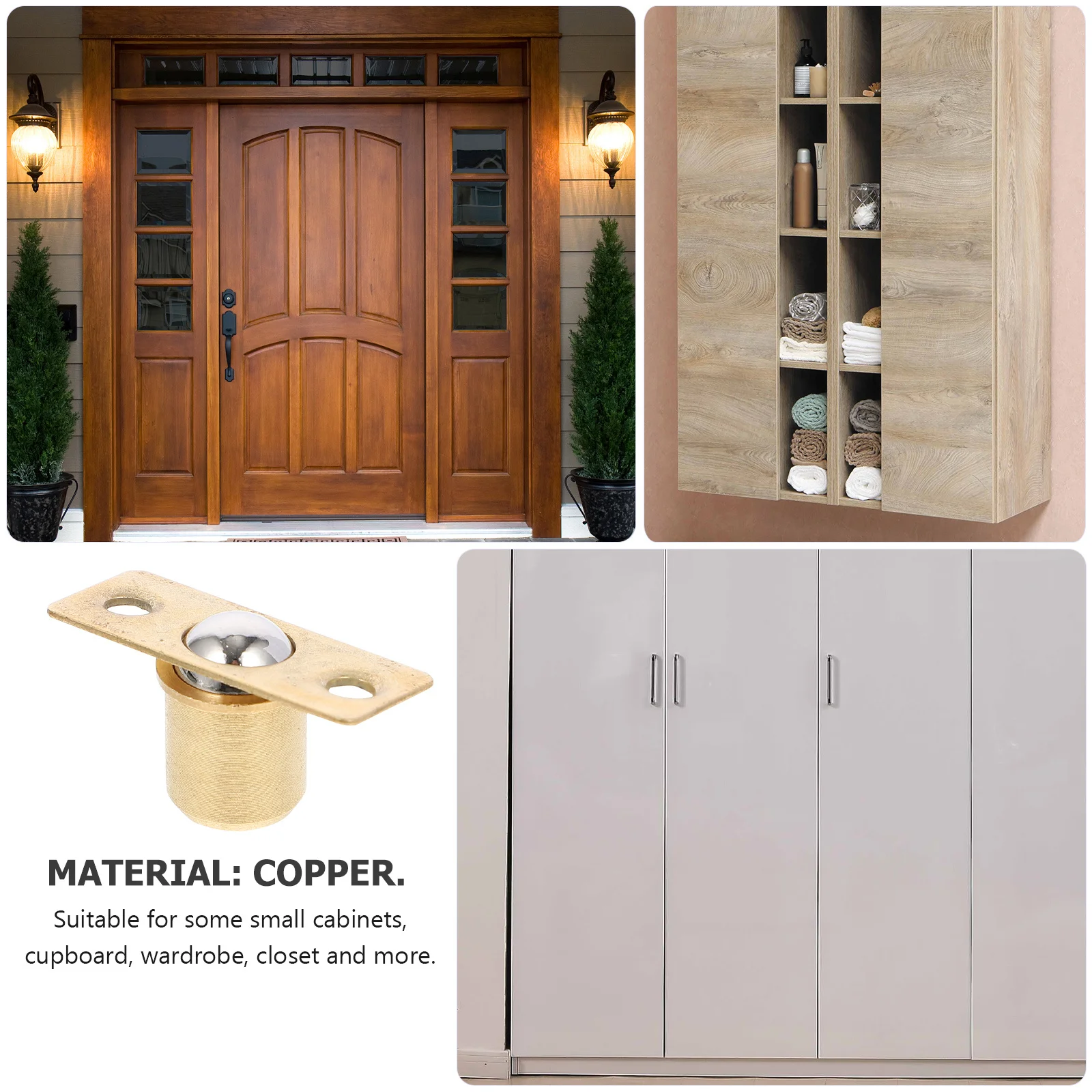 

10Pcs Pure Copper Ball Catch Heavy Duty Door Ball Roller Catch for Cabinet Wardrobe Drawer 90 180 Degree Adjustable