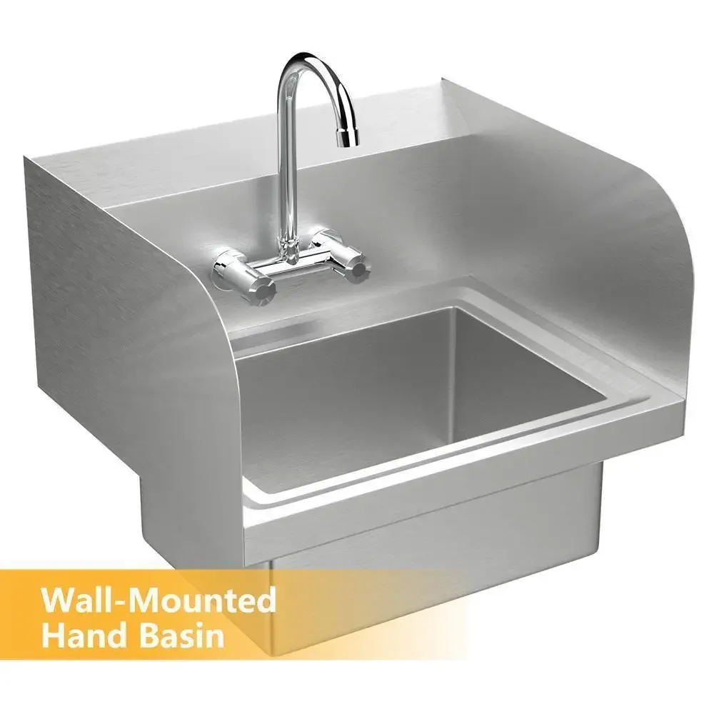 US- Heavy Duty Stainless Steel Hand Washing Basin for Restaurant 17W x 15D x 14H NEW