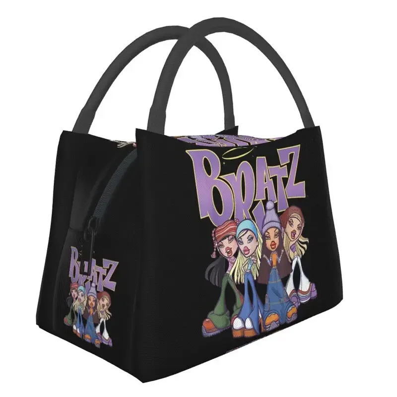 

Custom Bratz Doll Insulated Lunch Bag for Women Portable Cartoon Tv Movie Cooler Thermal Box Beach Camping Travel