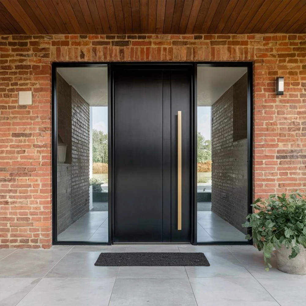 Sixinalu Casement Doors Front Entrance Exterior Security Entry Door With Sidelight Aluminum Profile Home Decor Custom Panel