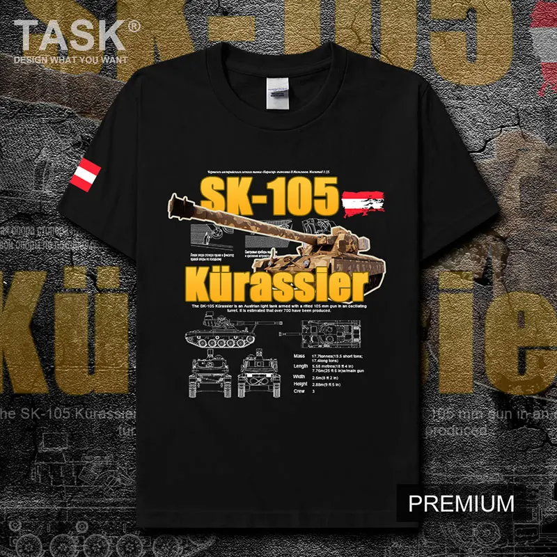 Austrian Army Sk-105 Light Tank Printed T-Shirt Patriotic Military Fans Summer Cotton Short Sleeve O-Neck Mens T Shirt New S-3XL