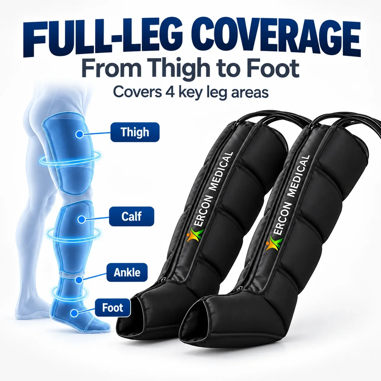 Air Compression Leg Recovery Boots Pressotherapy Leg Massager for Muscle Recovery Circulation Pain Relief with LCD Controller