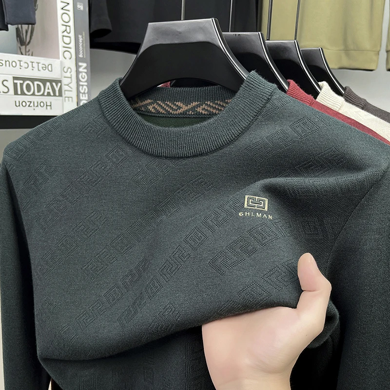 

Fashion unique printed long sleeve round neck men sweater autumn winter comfort casual versatile high-end brand knitted pullover