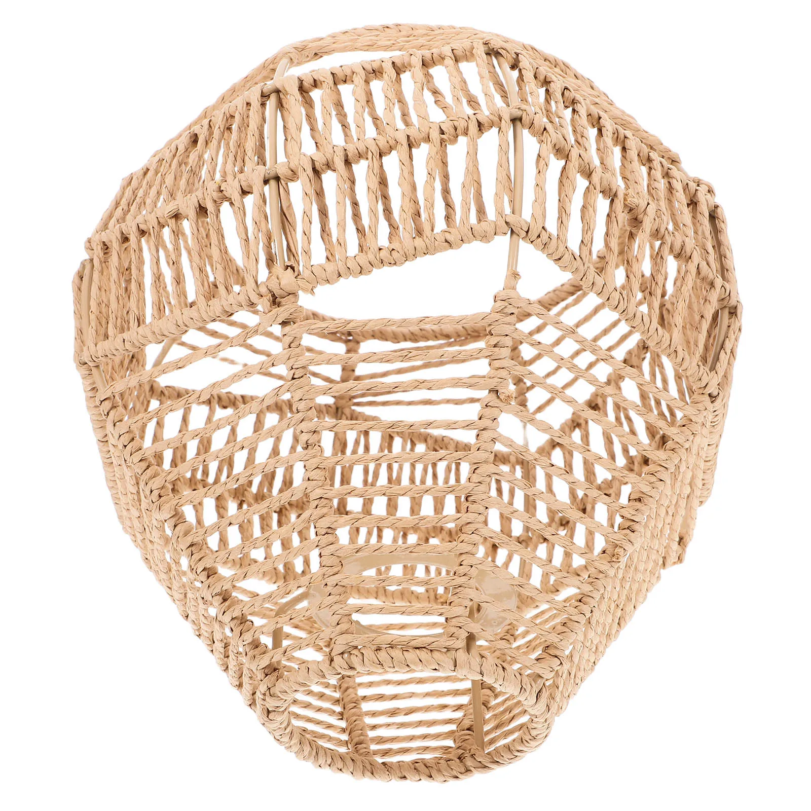 

Faux Rattan Woven Paper Rope Lampshade Handmade Vintage Style Pendant Light Cover for Home Inn Cafe Ceiling Light Decoration