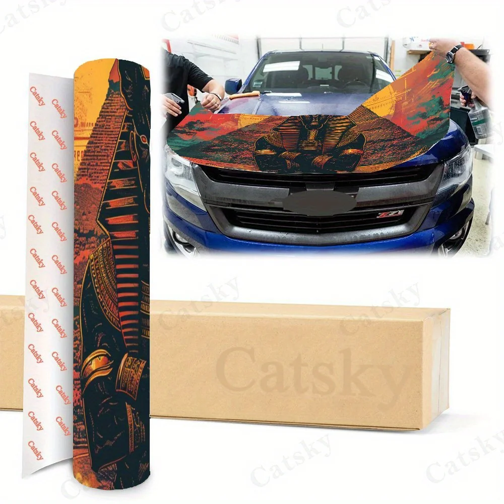 ملصقات غطاء محرك السيارة بطباعة Holy Anubis، مقاومة للماء ذاتية اللصق، مقاومة للخدش، سهلة الالتصاق، ملصقات PVC متينة للسيارة، د