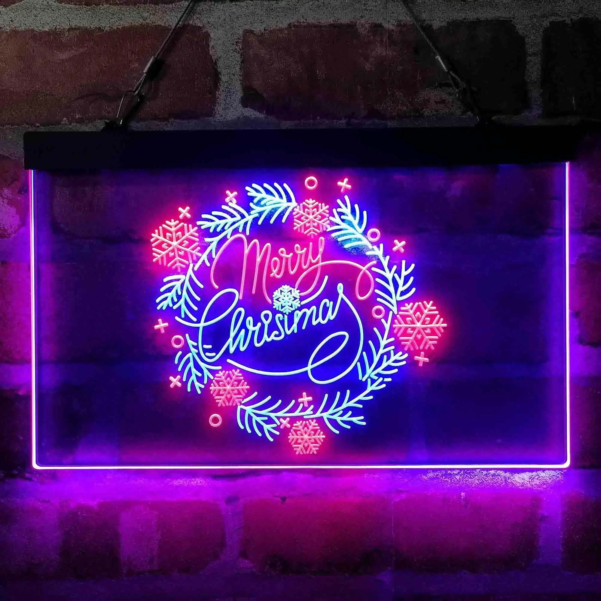 

Merry Christmas Holy Wreath Dual Color Led Neon Sign st6-i4122