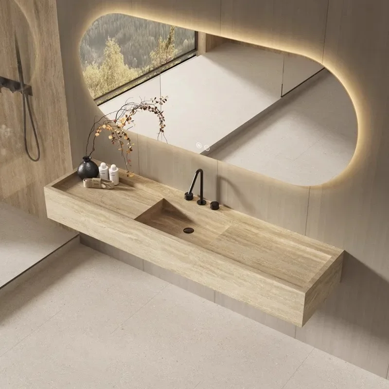 Rock slab seamless integrated wash basin toilet wall-mounted washbasin face wash basin bathroom cabinet