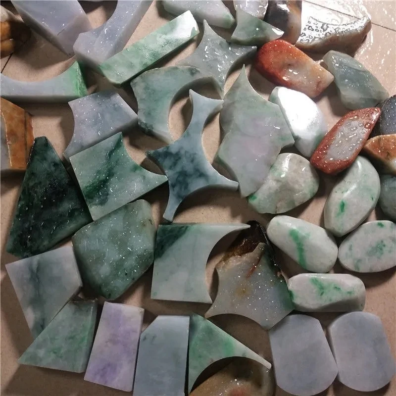 500G Nature Stone Gem Jewelry Jadeite Jade Scraps Ice Kind Of Jade Scraps Raw Stone Hand Carving Carving Practice Hand Material