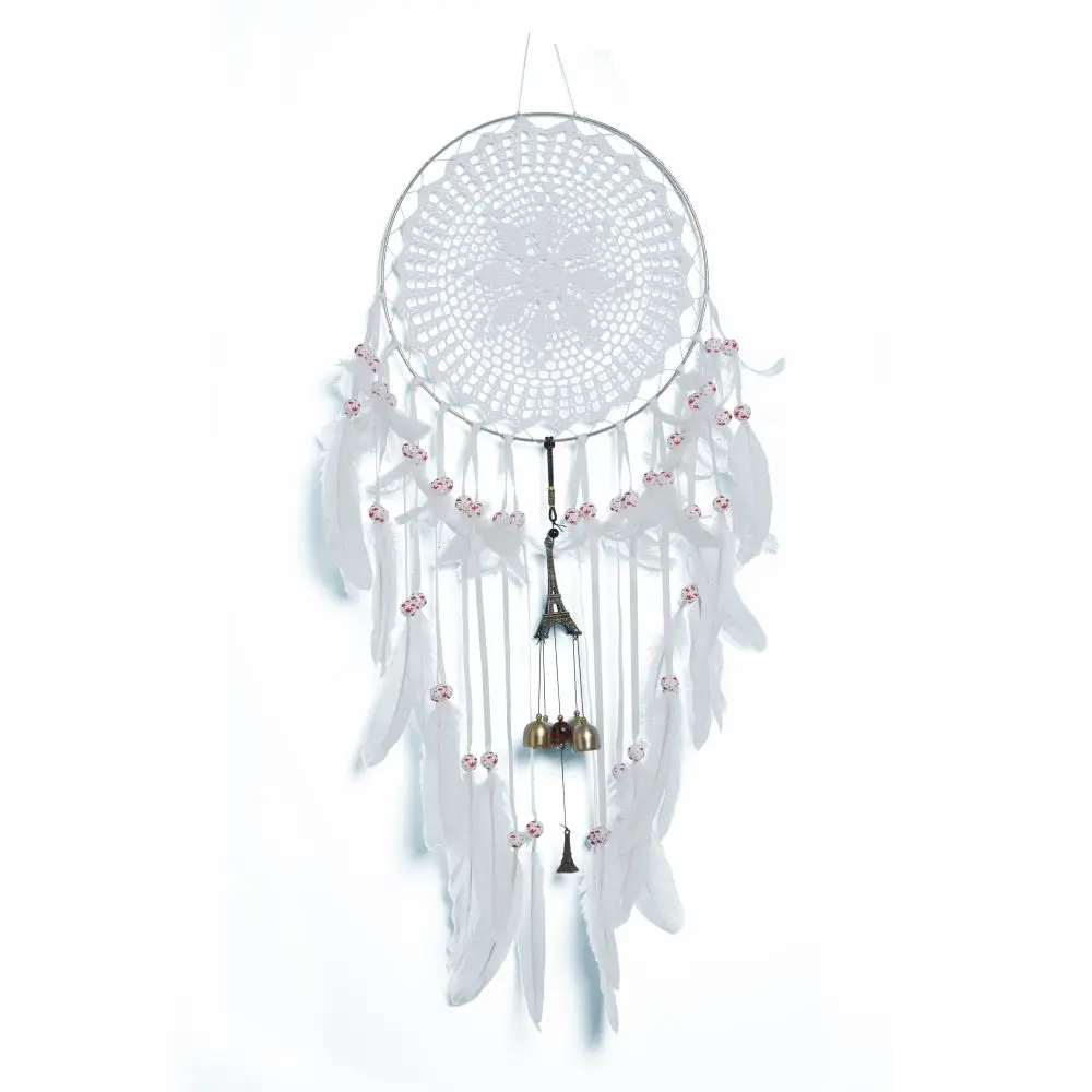 Paris Tower Light Chimes Door Wall Hanging Dream Catchers Handmade Large Long White Feather Dreamcatchers Birthday Gift For Kids