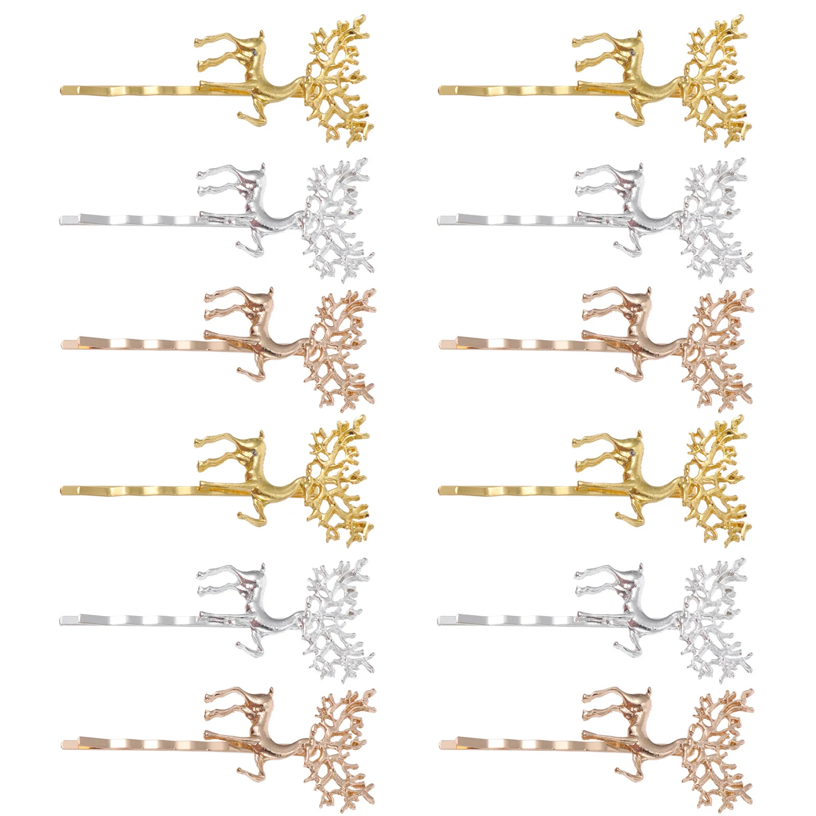 

12Pcs Christmas Themed Hairpins Metal Hair Clips with Antler Barrette Fashionable Holiday Hair Decoration Christmas Hairpin
