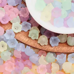 40Pcs 9*7mm Acrylic Colorful Small Flower Beads Caps For Earrings Nekelace Bracelet Jewelry Accessories Material Jewelry Making