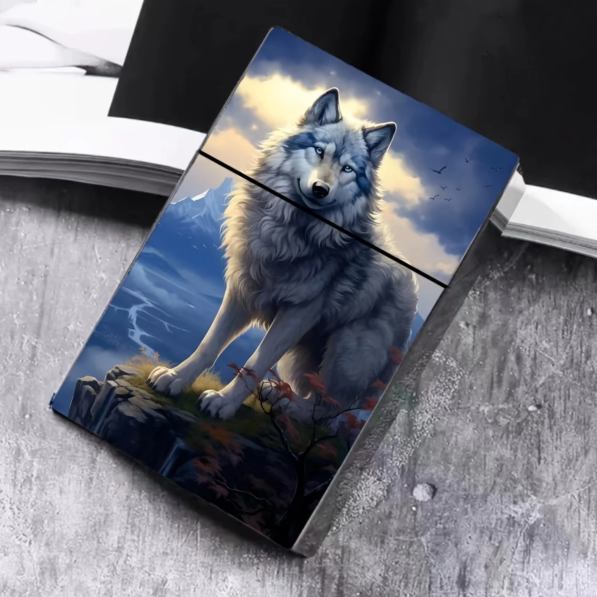 Wolf Art Flip Top Cigarette Case - Durable Plastic Cigarette Holder for 84mm Size