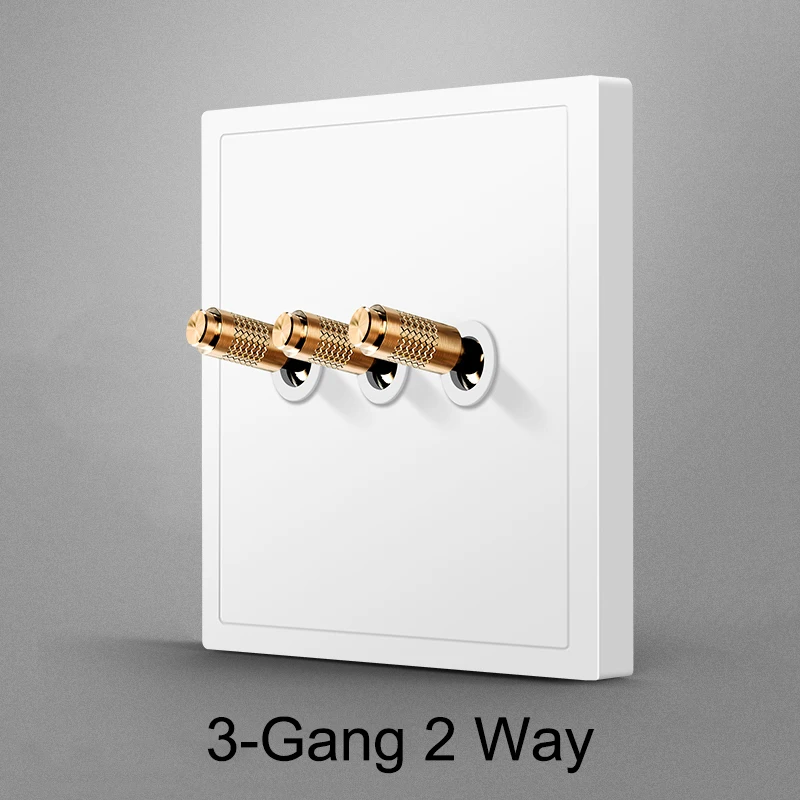 White Wall Light Brass Lever Switch 1-4 Gang 2 Way Retro Creative Toggle Switch PC Frosted Panel for Home Decoration