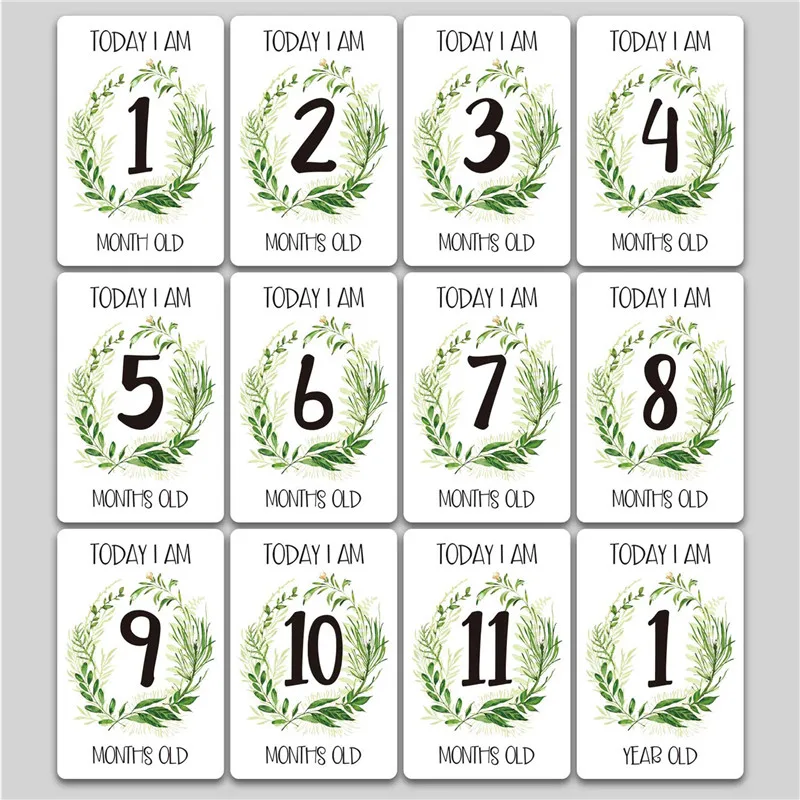 12 Pcs Month Sticker Baby Photography Milestone Memorial Monthly Newborn Kids Commemorative Card Number Photo Accessories Gifts