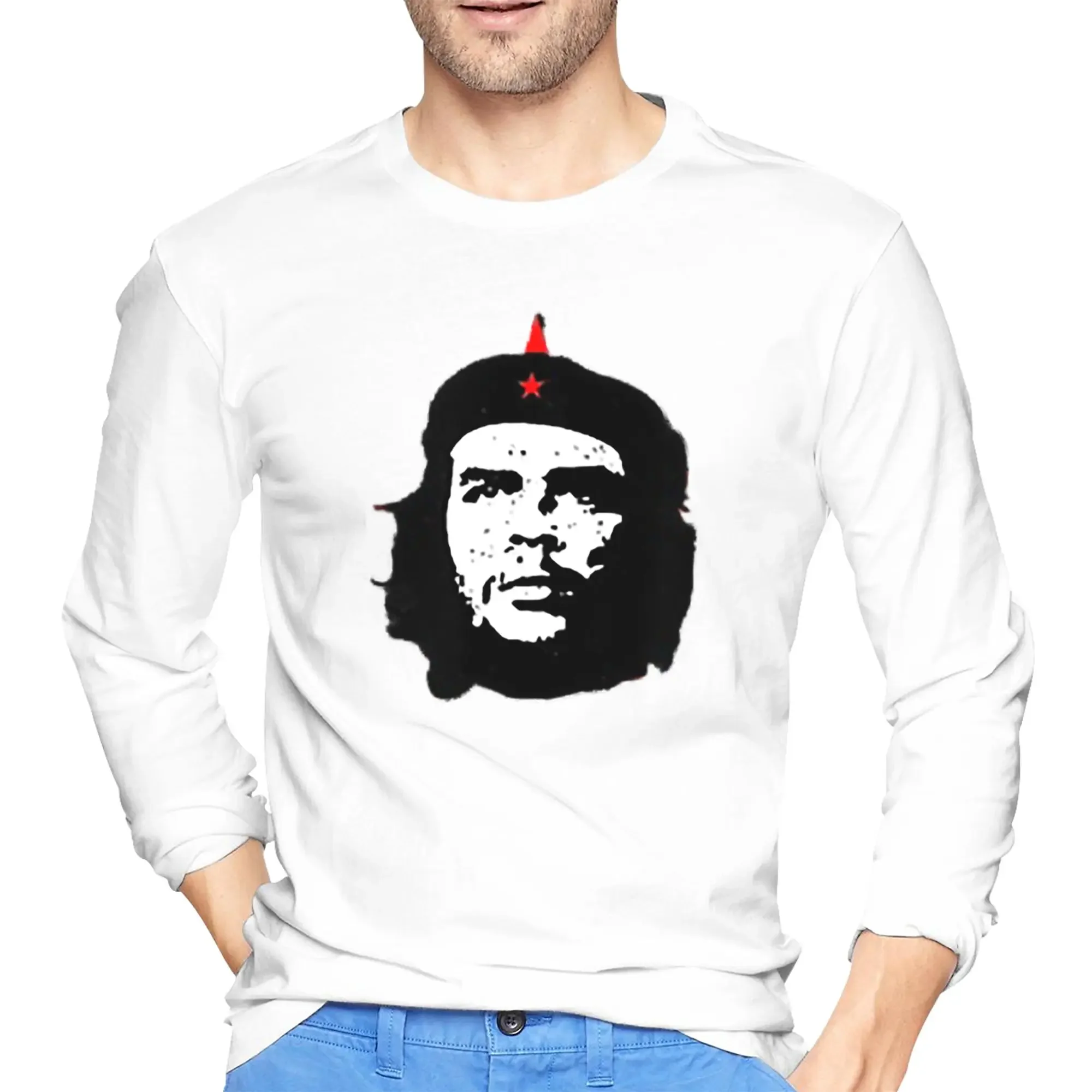 

Мужская футболка с длинными рукавами Che Guevara, модные футболки с круглым вырезом, весенние и осенние мужские топы