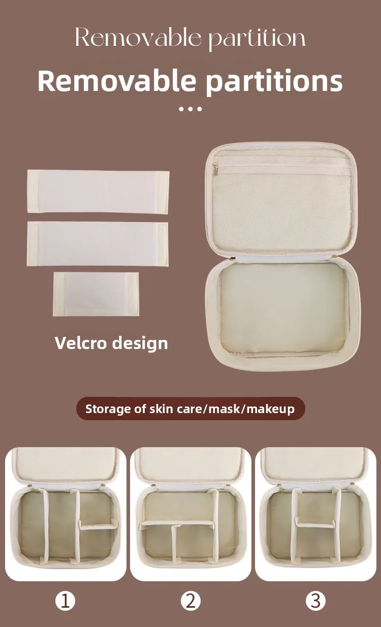 Doppelschichtige Handtasche aus PU-Leder für Make-up, Große Kapazität Reise-Kosmetikorganizer, Toilettentasche für Schönheitsprodukte, Damen – Detail 8