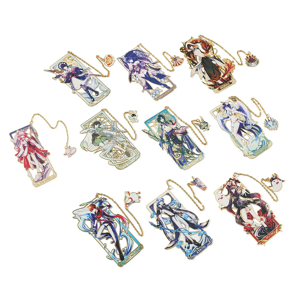 Genshin Impact Delicate Game Figure Metal Bookmarks for Game Fans Students Friends