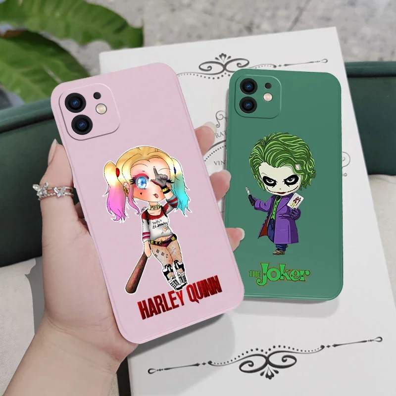 Cartoon Clown Phone Case For iPhone 15 14 13 12 11 Pro Max Mini X XR XS MAX Jokers Harley Quinns Cover