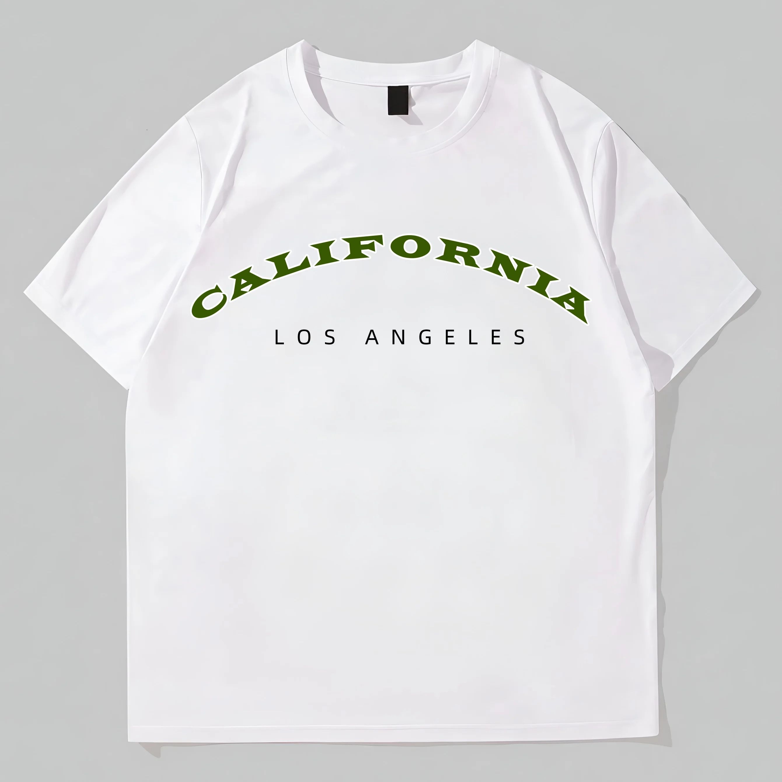 

Teevo White Short Sleeve T-Shirt California Los Angeles Print Casual Daily Wear