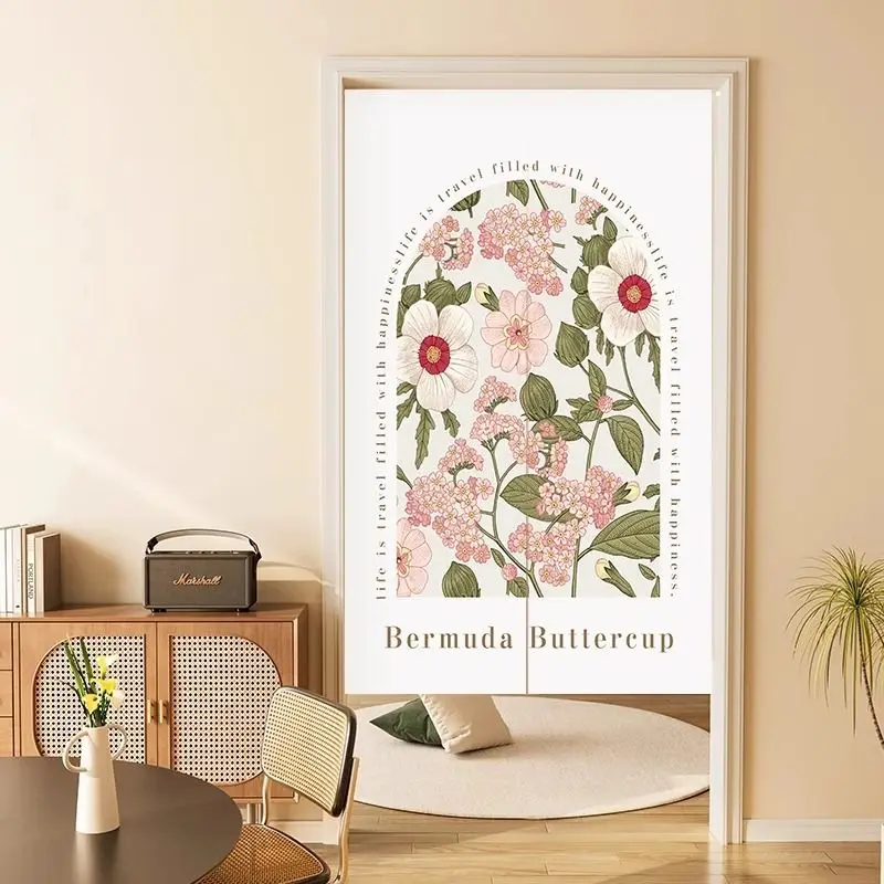 VIKAMA French Floral Half-Door Curtain, Indoor Privacy Divider, Wall Decor Curtain for Dining Rooms and Entryways, Home Decor