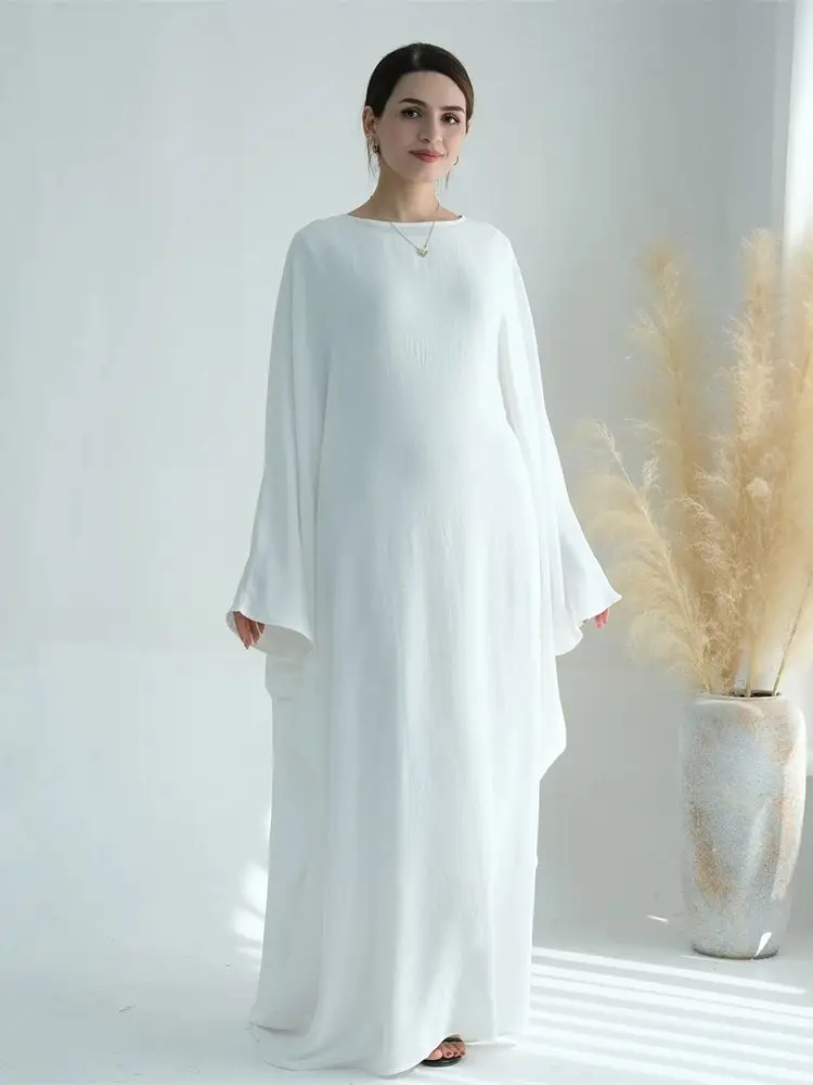 Vestido Kaftan Ramadan para mulheres, Eid Crepe, Batwing, Abaya Modest Butterfly, Dubai, Jersey muçulmano de luxo, Hijabs, Kebaya Vestidos, 2024