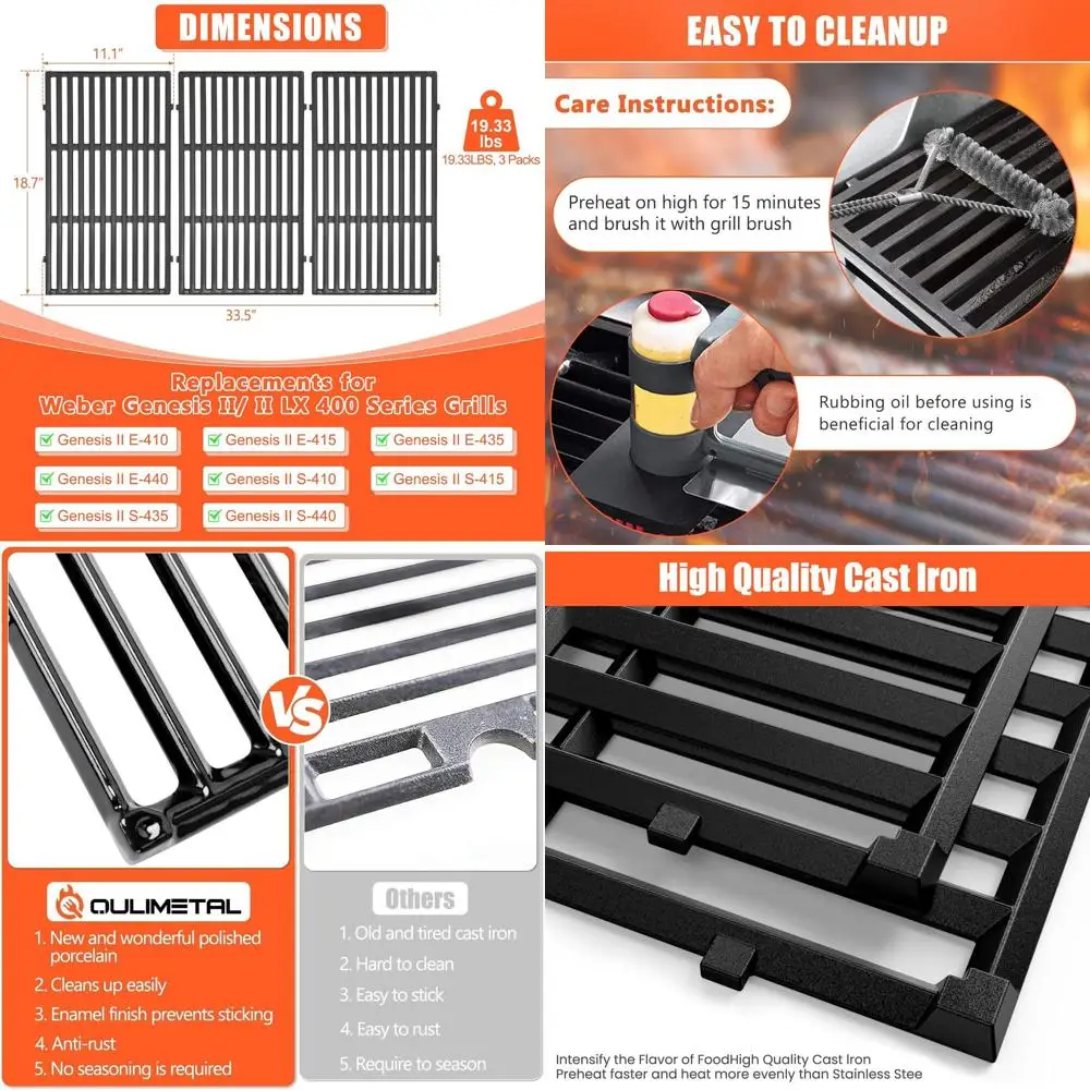 

Weber Genesis II 400 Series 18.7 Cooking Grates Replacement for 66089 Model