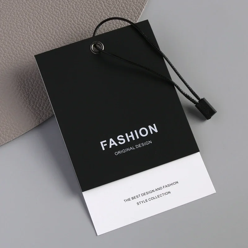 100pcs High-grade Clothing Hangtags Special Paper Hanging Tags Printing Clothes Logo Cards Design Logo Folding Card Black White