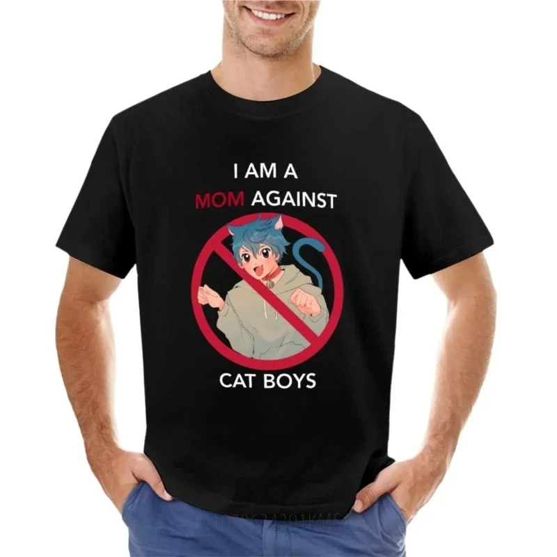 (WHITE TEXT VERS.) I AM A MOM AGAINST CAT BOYS T-Shirt plain boys whites quick drying black t shirts for men