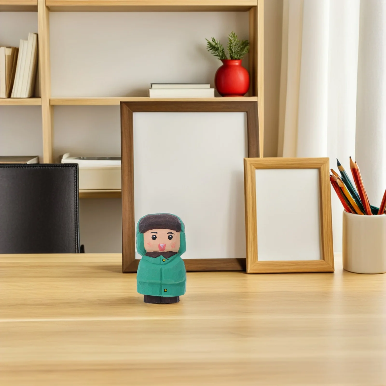 

Wood Home Decor Statue Hand Carved and Small Sculpture for Shelves Table Window Sill Natural Linden Wood Creative